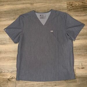 Figs Chisec Scrub Top‎ Mens XL Graphite 3 Pocket Medical V Neck